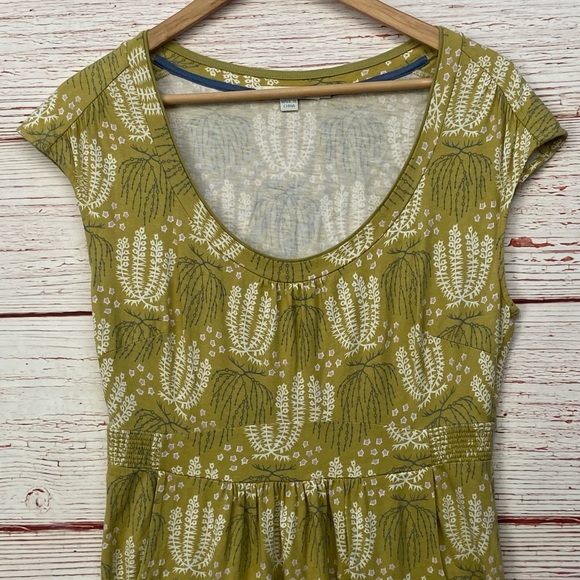 Boden Margot Scoop Neck Olive Green Botanical Print Dress Sz 6 - Picture 4 of 11